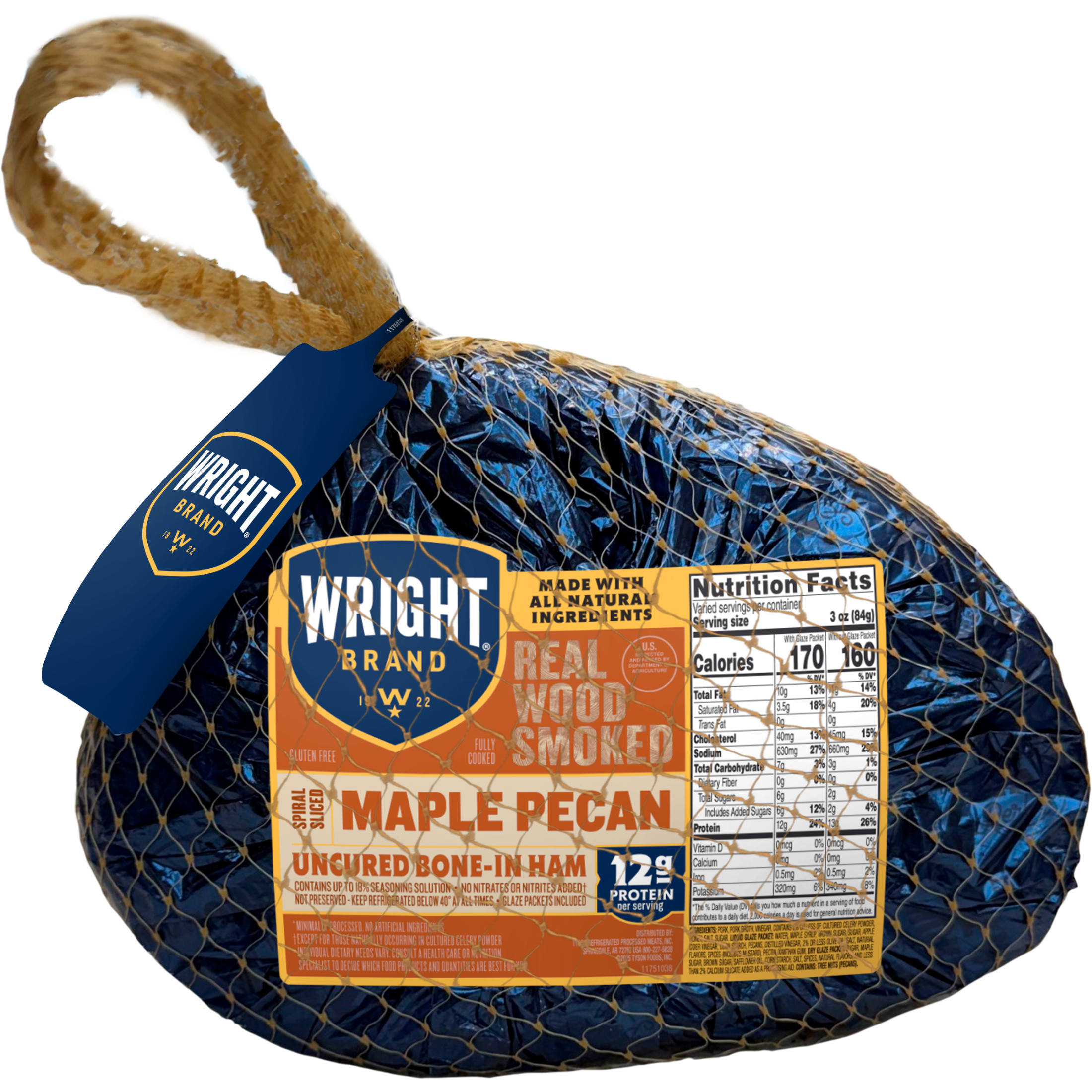 Spiral Sliced Maple Pecan Uncured Bone-In Ham